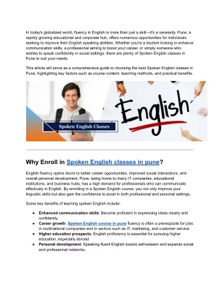 Best Spoken English Classes in Pune_ A Complete Guide to Mastering English Fluency