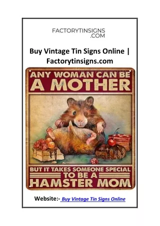 Buy Vintage Tin Signs Online  Factorytinsigns.com