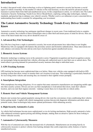 “The Latest Automotive Security Technology Trends Every Driver Should Know”