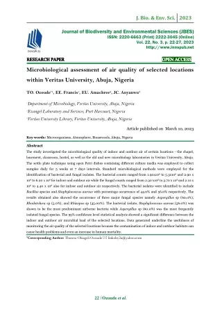 Microbiological assessment of air quality of selected locations within Veritas