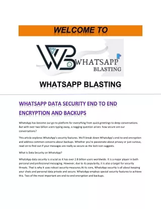 WhatsApp Data Security End to End Encryption and Backups