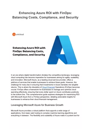 Enhancing Azure ROI with FinOps_ Balancing Costs, Compliance, and Security