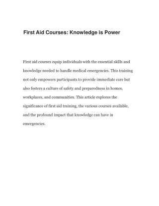 first aid courses knowledge is power
