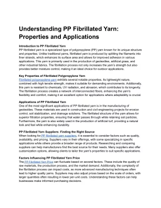 understanding pp fibrillated yarn properties