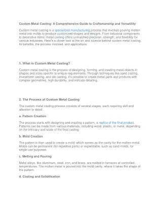 custom metal casting a comprehensive guide