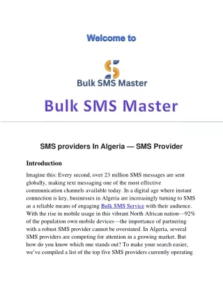 SMS providers In Alger ia SMS Provider