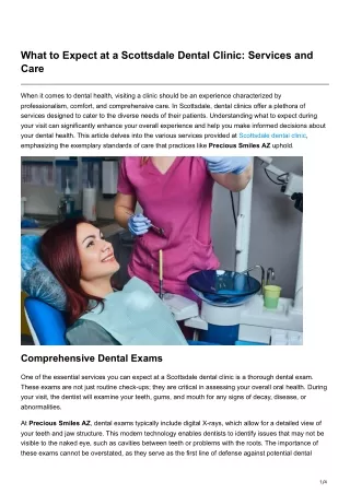 What to Expect at a Scottsdale Dental Clinic Services and Care
