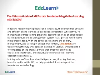 The Ultimate Guide to LMS Portals: Revolutionizing Online Learning with EdzLMS