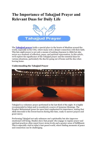 the importance of tahajjud prayer and relevant