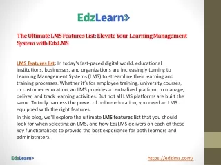 The Ultimate LMS Features List Elevate Your Learning Management System with EdzLMS