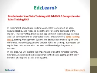 Revolutionize Your Sales Training with EdzLMS A Comprehensive Sales Training LMS