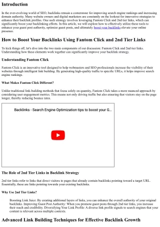 How to Boost Your Backlinks Using Fantom Click and 2nd Tier Links