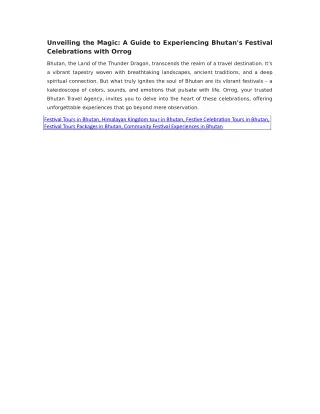 Festival Tours in Bhutan