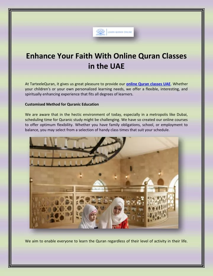 enhance your faith with online quran classes