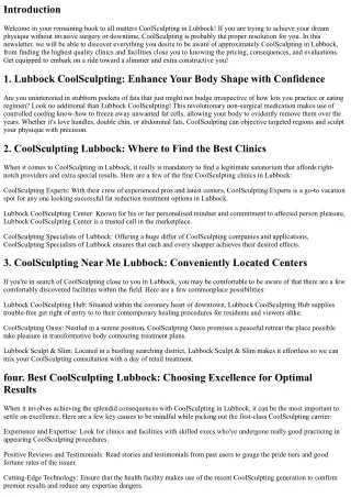 Your One-Stop Solution for all Things CoolSculpting in Lubbock
