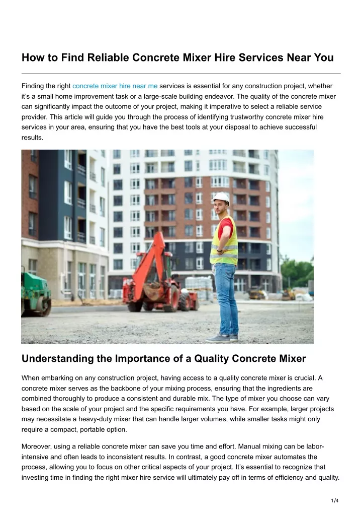 how to find reliable concrete mixer hire services