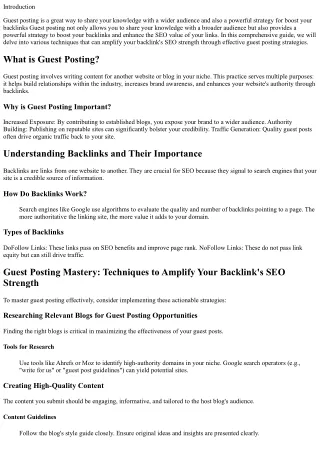 Guest Posting Mastery: Techniques to Amplify Your Backlink's SEO Strength