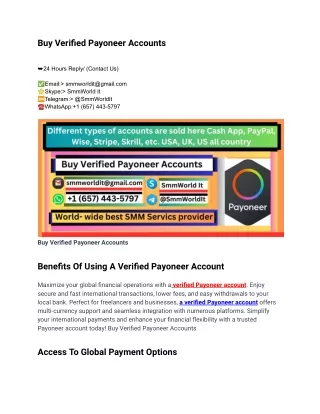 Buy Verified Payoneer Accounts