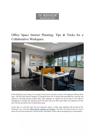 Office Space Interior Planning_ Tips & Tricks for a Proficient Workspace
