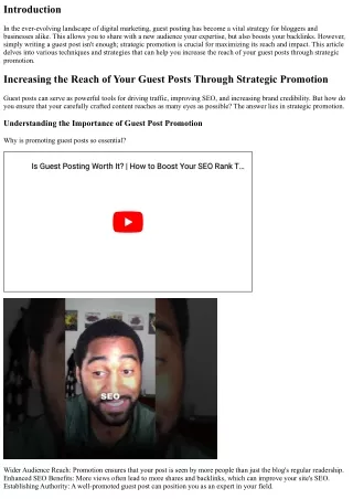 Increasing the reach of your guest posts through strategic promotion