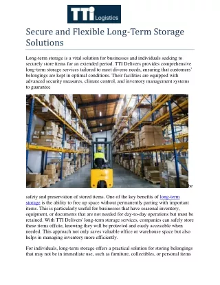 secure and flexible long term storage solutions