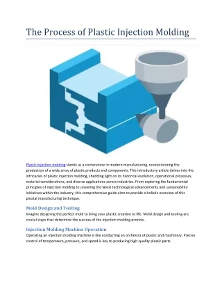 The Process of Plastic Injection Molding