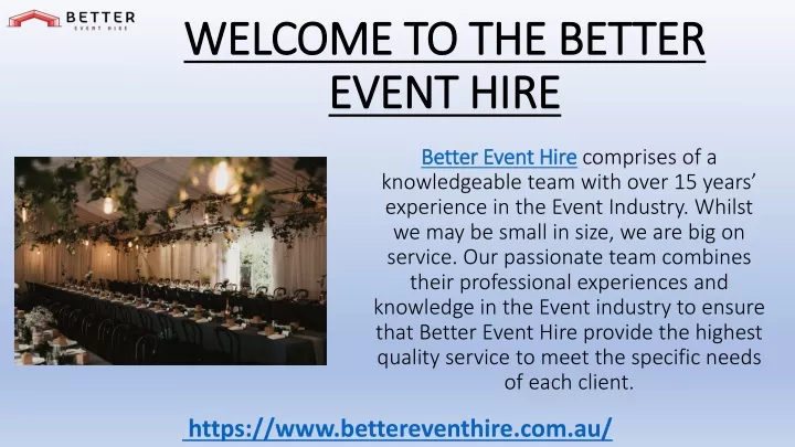 welcome to the better event hire