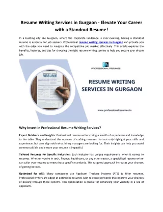 Resume Writing Services in Gurgaon - Elevate Your Career with a Standout Resume!