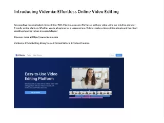 Introducing Videmix: Effortless Online Video Editing