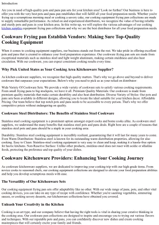 Cookware Pan Set Suppliers: From Frying to Baking, We have actually Got You Cove