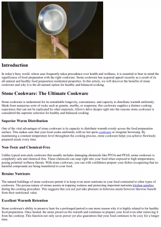 Stone Cookware: The Natural Choice for Healthy Cooking