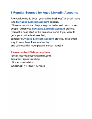 6 popular sources for aged linkedin accounts