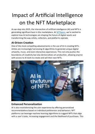 Impact of Artificial Intelligence on the NFT Marketplace