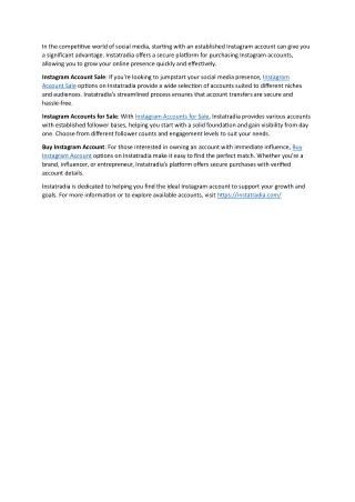 Buy Instagram Accounts with Instatradia