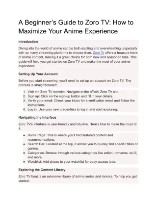 A Beginner’s Guide to Zoro TV_ How to Maximize Your Anime Experience