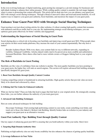 Enhance Your Guest Post SEO with Strategic Social Sharing Techniques