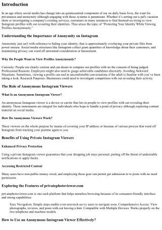 “Protecting Your Identity While Viewing Profiles Anonymously”