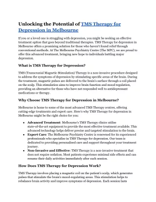 unlocking the potential of tms therapy
