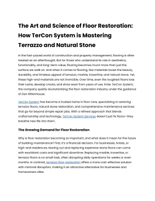 The Art and Science of Floor Restoration_ How TerCon System is Mastering Terrazzo and Natural Stone