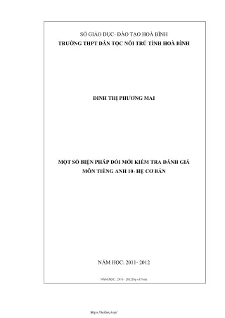Một số biện pháp đổi mới kiểm tra đánh giá môn Tiếng Anh 10 - Hệ cơ bản