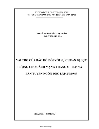 Vai trò của Bác Hồ đối với sự chuẩn bị lực lượng cho CM Tháng 8/1945 và BTNĐL