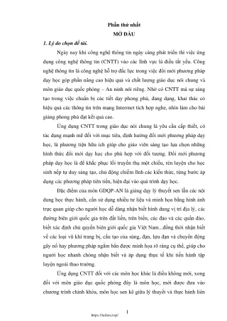 Ứng dụng CNTT vào giảng dạy KT sử dụng súng AK và súng trường CKC cho HS 11