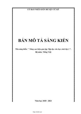 Nâng cao hiệu quả dạy Tập đọc cho học sinh Lớp 2