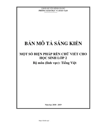 Rèn chữ viết cho học sinh Lớp 2