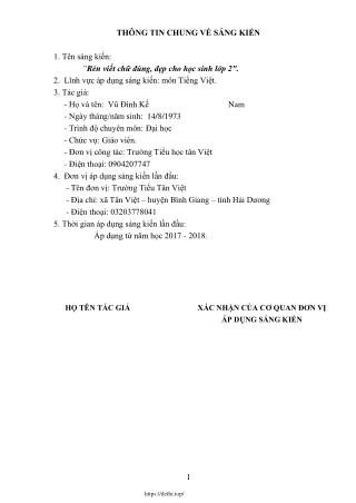 Rèn viết chữ đúng, đẹp cho học sinh Lớp 2