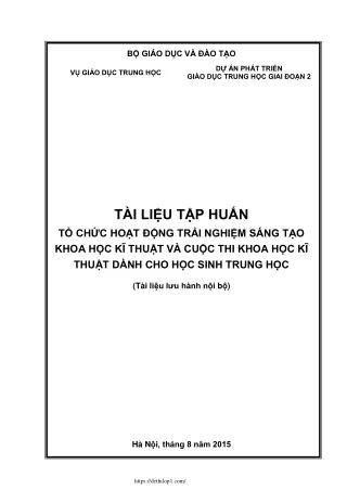 Tập huấn Tổ chức HĐTN sáng tạo KHKT và cuộc thi KHKT cho học sinh trung học