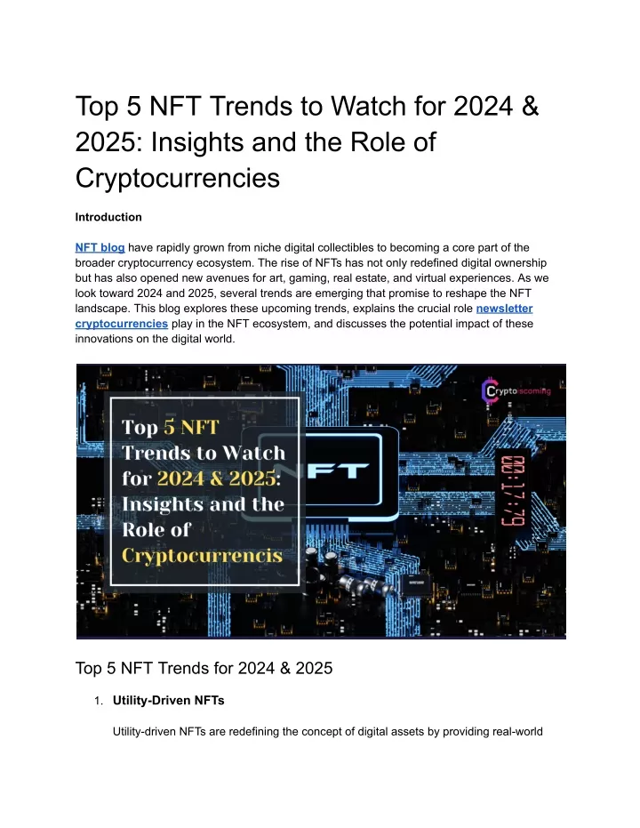 top 5 nft trends to watch for 2024 2025 insights