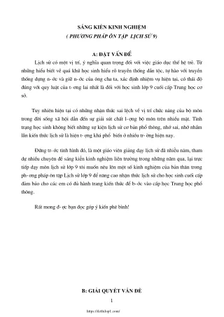 Phương pháp ôn tập Lịch sử 9