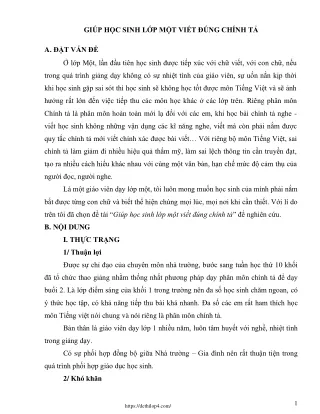 Giúp học sinh Lớp Một viết đúng chính tả