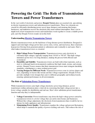 powering the grid the role of transmission towers